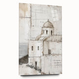 Abstract architectural wall art displayed in a side view, showcasing vibrant colors and unique geometric patterns on acrylic glass, perfect for modern decor.