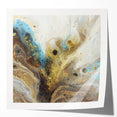 Abstract splatter art print mockup showcasing vibrant colors on a glossy surface, ideal for modern home decor or art display, emphasizing creative design.