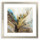 Abstract splatter art frame with a silver mat, showcasing vibrant colors and dynamic patterns, perfect for modern home decor or art enthusiasts.