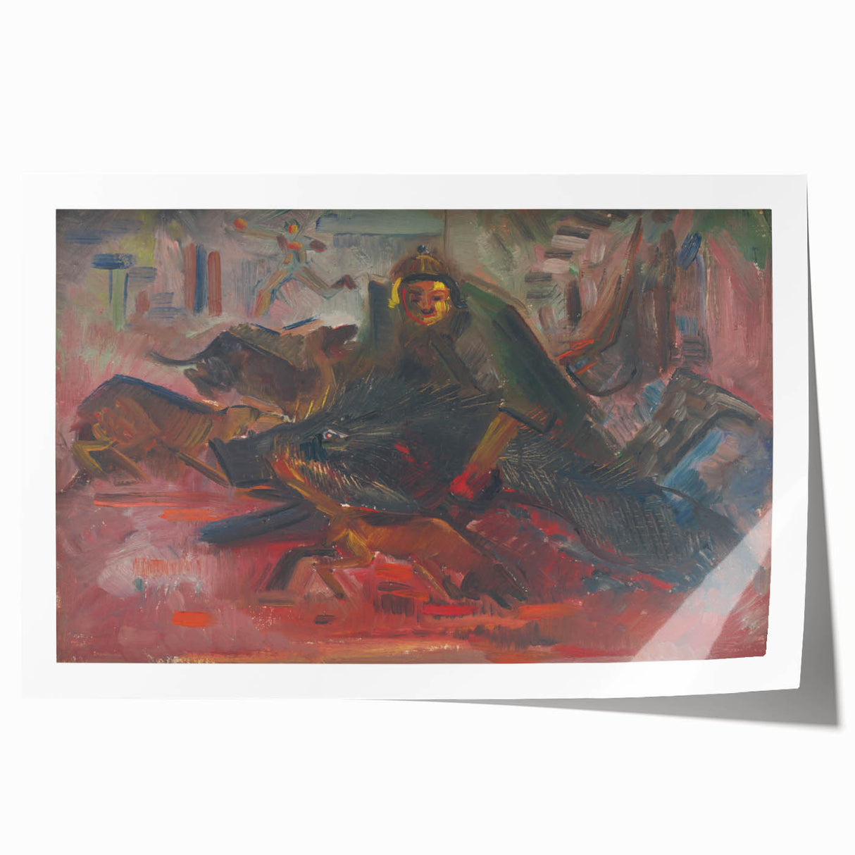 Expressionist Hunting Scene – Bold Abstract Boar Hunt Canvas Art