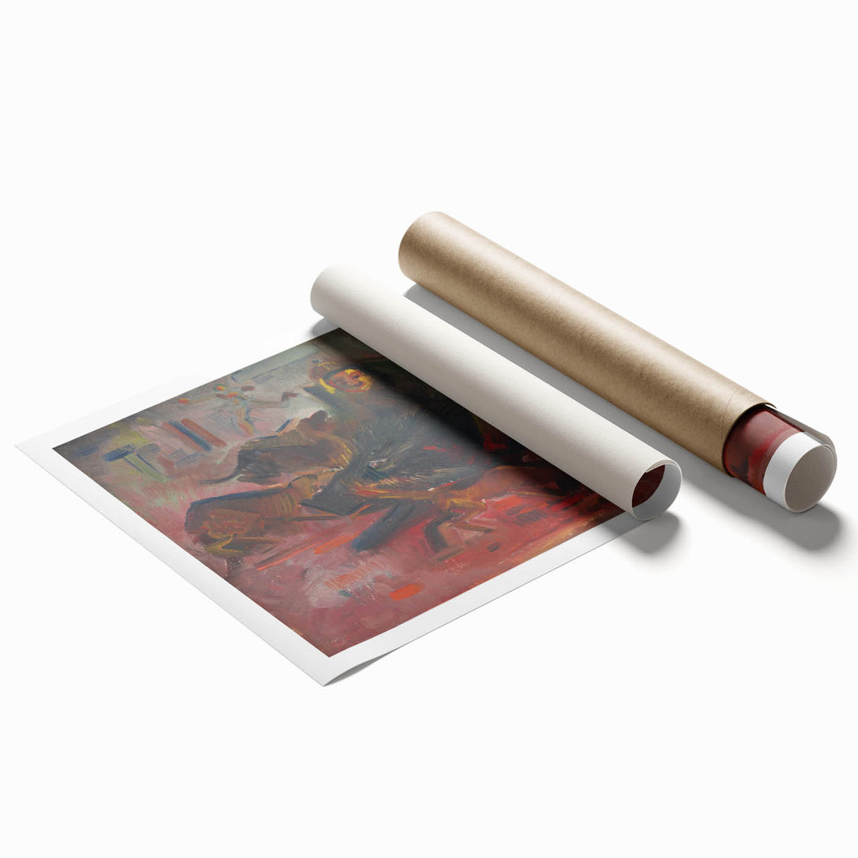 Expressionist Hunting Scene – Bold Abstract Boar Hunt Canvas Art