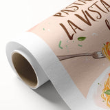 Art Deco style poster featuring colorful fruit illustrations on rolled canvas.