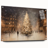 Glowing Christmas Tree in the City – Christmas Wall Hangings