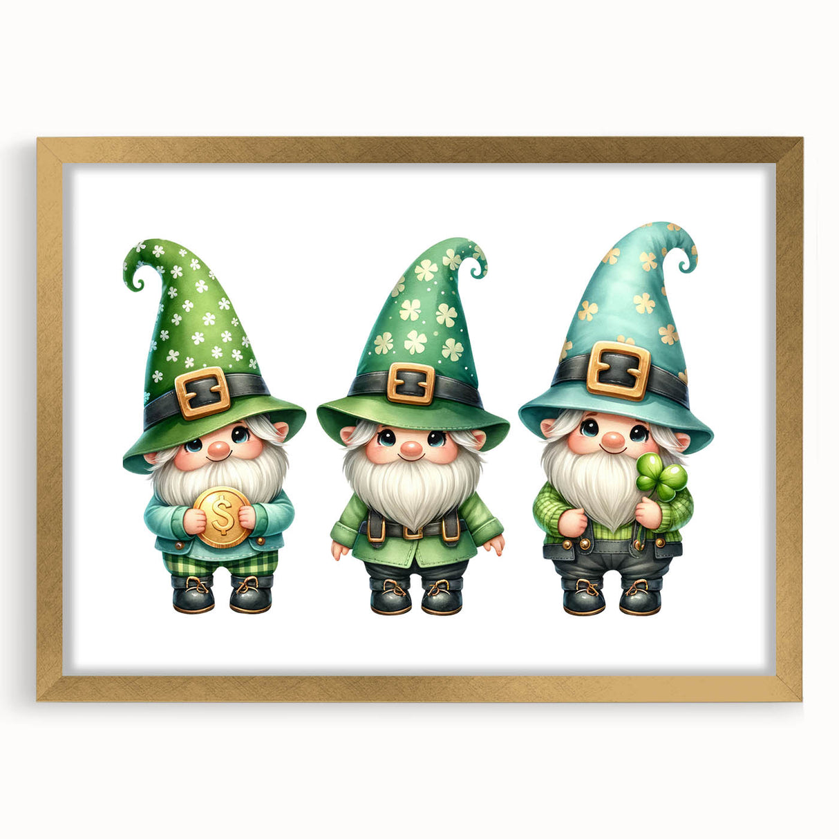 St. Patrick’s Day Gnome Trio - Irish Leprechaun Wall Art
