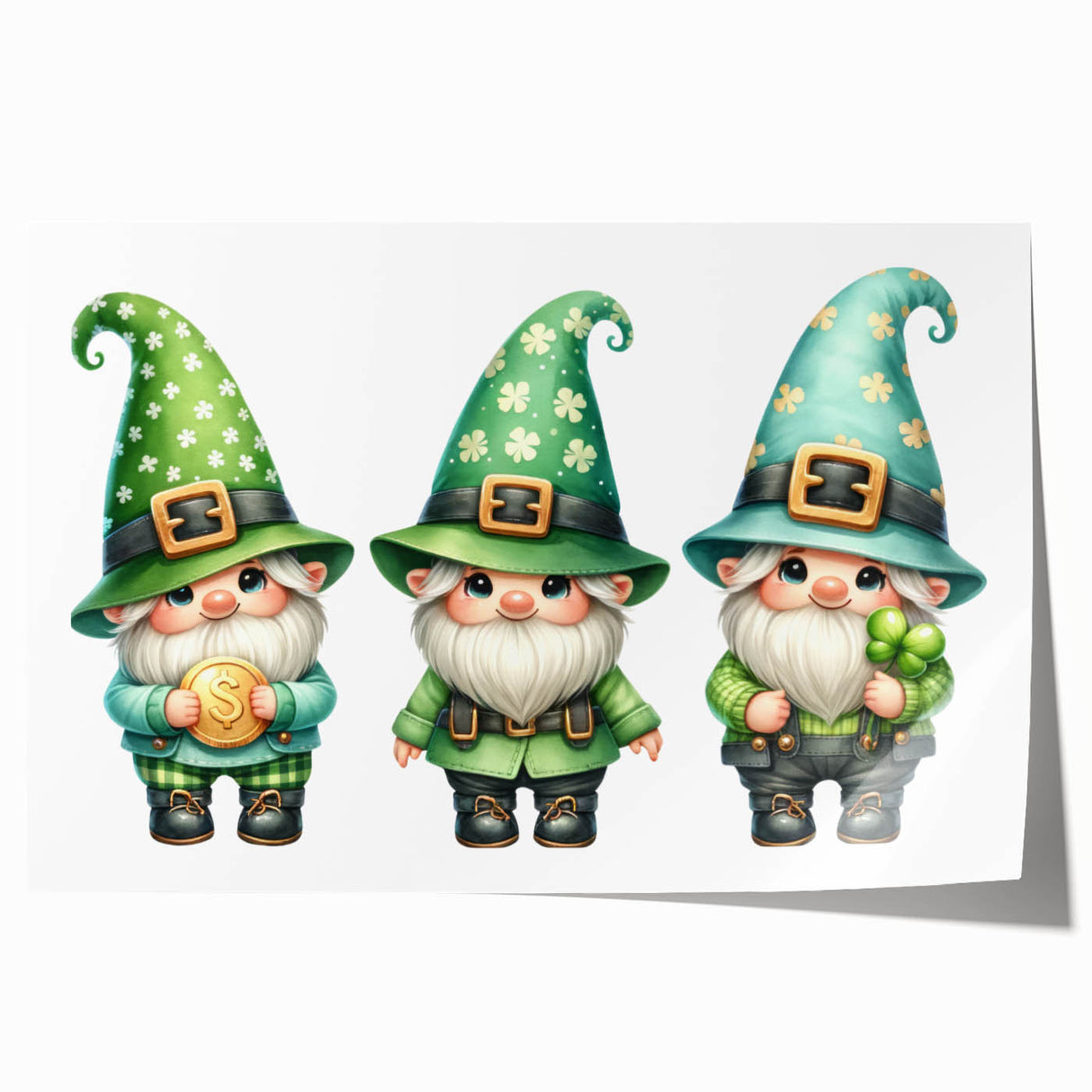 St. Patrick’s Day Gnome Trio - Irish Leprechaun Wall Art