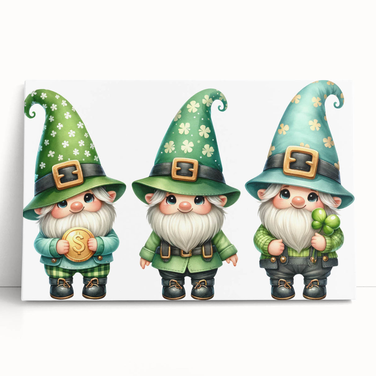 St. Patrick’s Day Gnome Trio - Irish Leprechaun Wall Art