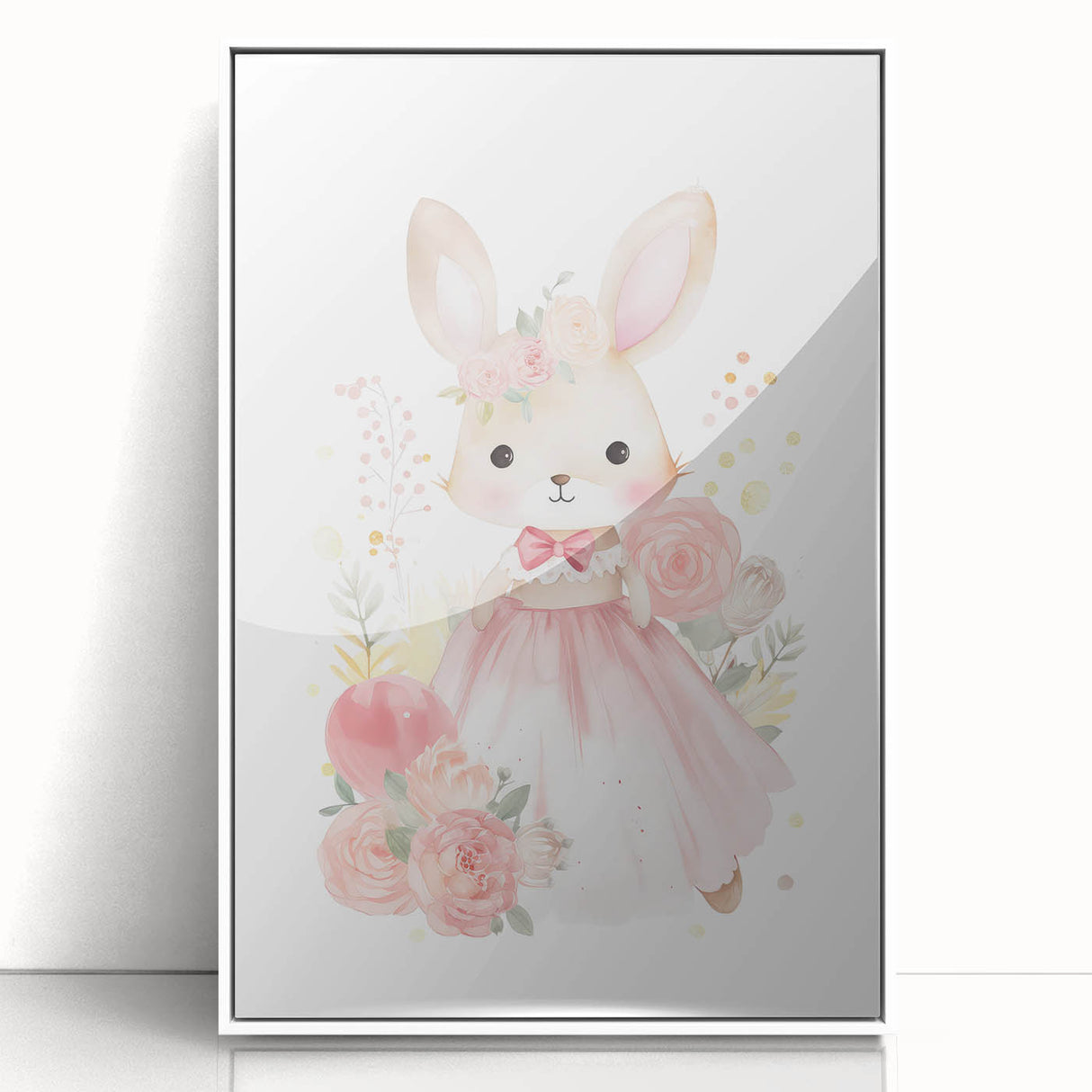 Floral Princess Bunny Girls Room Wall Art – Nursery Print