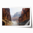 Stunning landscape print showcasing vibrant canyons in warm earth tones, rolled for easy transport and storage, perfect for enhancing home decor with nature's beauty.