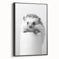 Cute Hedgehog Bathroom Wall Art - Minimalist Black and White Decor