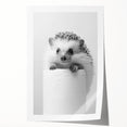 Cute Hedgehog Bathroom Wall Art - Minimalist Black and White Decor