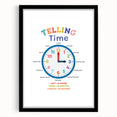 Telling Time Learning Wall Art - Kids Educational Clock Poster