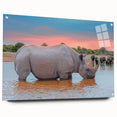 Large abstract wall art depicting Namibian scenery in earth tones on acrylic glass.