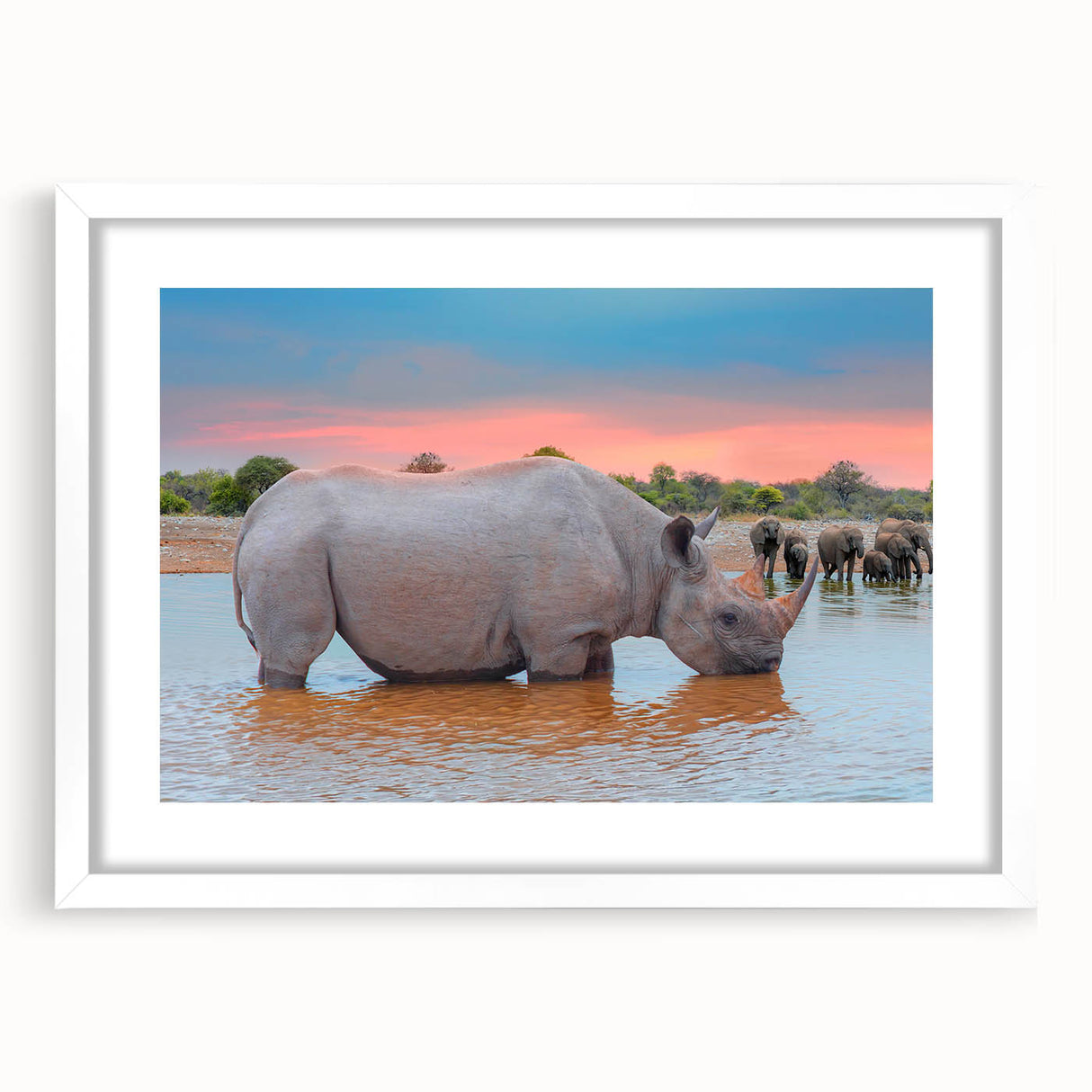 Extra large wall art featuring an abstract textured depiction of Namibian scenery in earth tones, framed with a white mat.