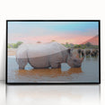 Large abstract wall art depicting a serene Namibian landscape, in muted earth tones on a framed acrylic.