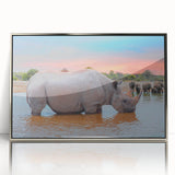 Framed acrylic print of an African landscape with muted earth tones, ideal for modern art wall decor.