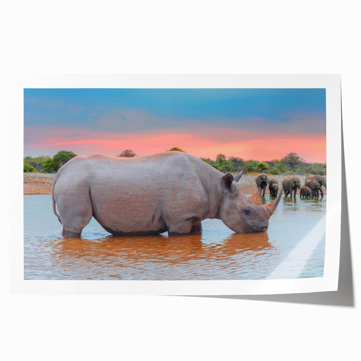 Extra large rolled canvas print depicting a serene Namibian landscape in muted earth tones, ideal for art wall dining room.