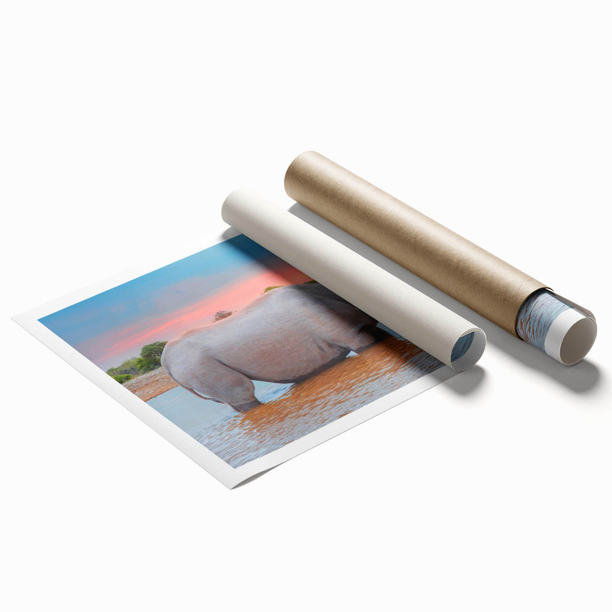 Extra large rolled print featuring a serene Namibian landscape with soft pastel hues, ideal for classy bathroom wall art.