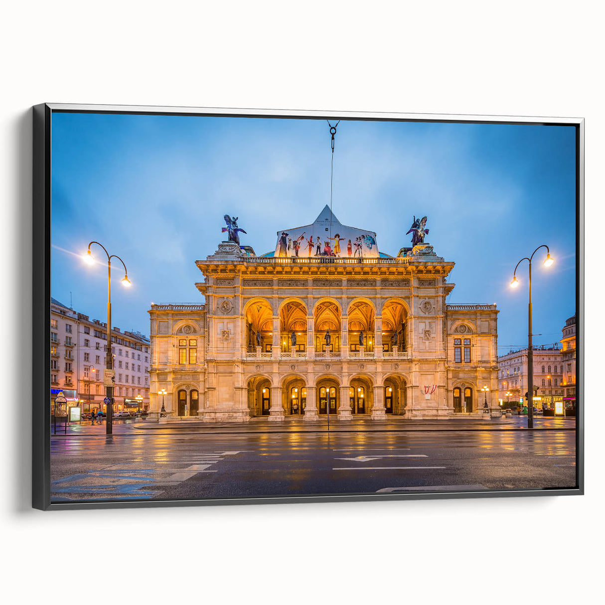 Black and white vintage poster art of an Austrian landscape on framed canvas, ideal for bedroom wall decor.