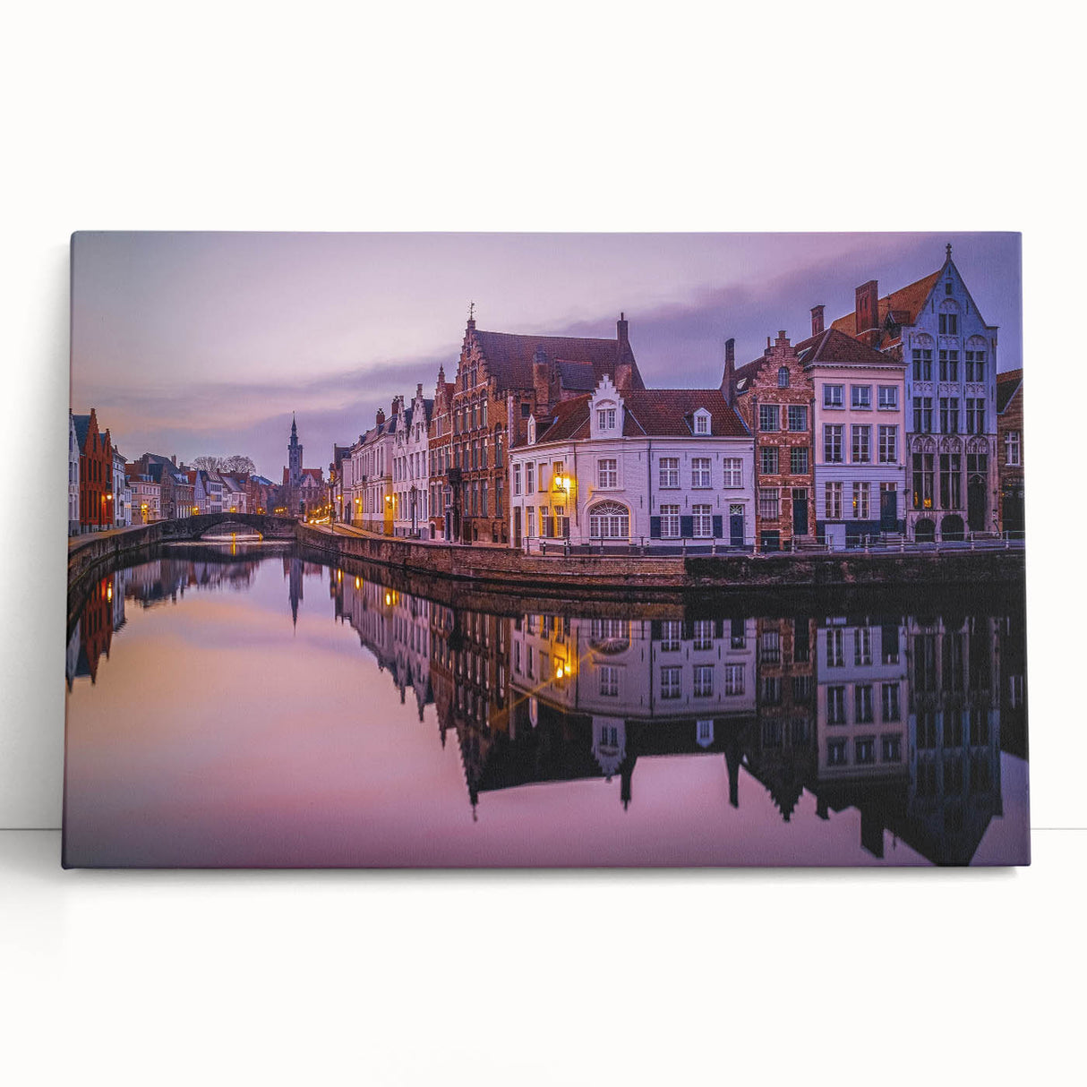 Large black and white stretched canvas of a European street scene, ideal for kitchen wall art.
