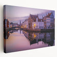 Scenic European landscape on stretched canvas, featuring muted earth tones, ideal for kitchen wall art.