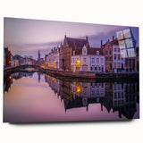 Large abstract print of European scenery in muted earth tones on acrylic glass, ideal for bedroom or dining room art.