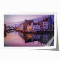 Extra large rolled print of a floral European scenery, with soft pastel colors, ideal for dining room wall art.