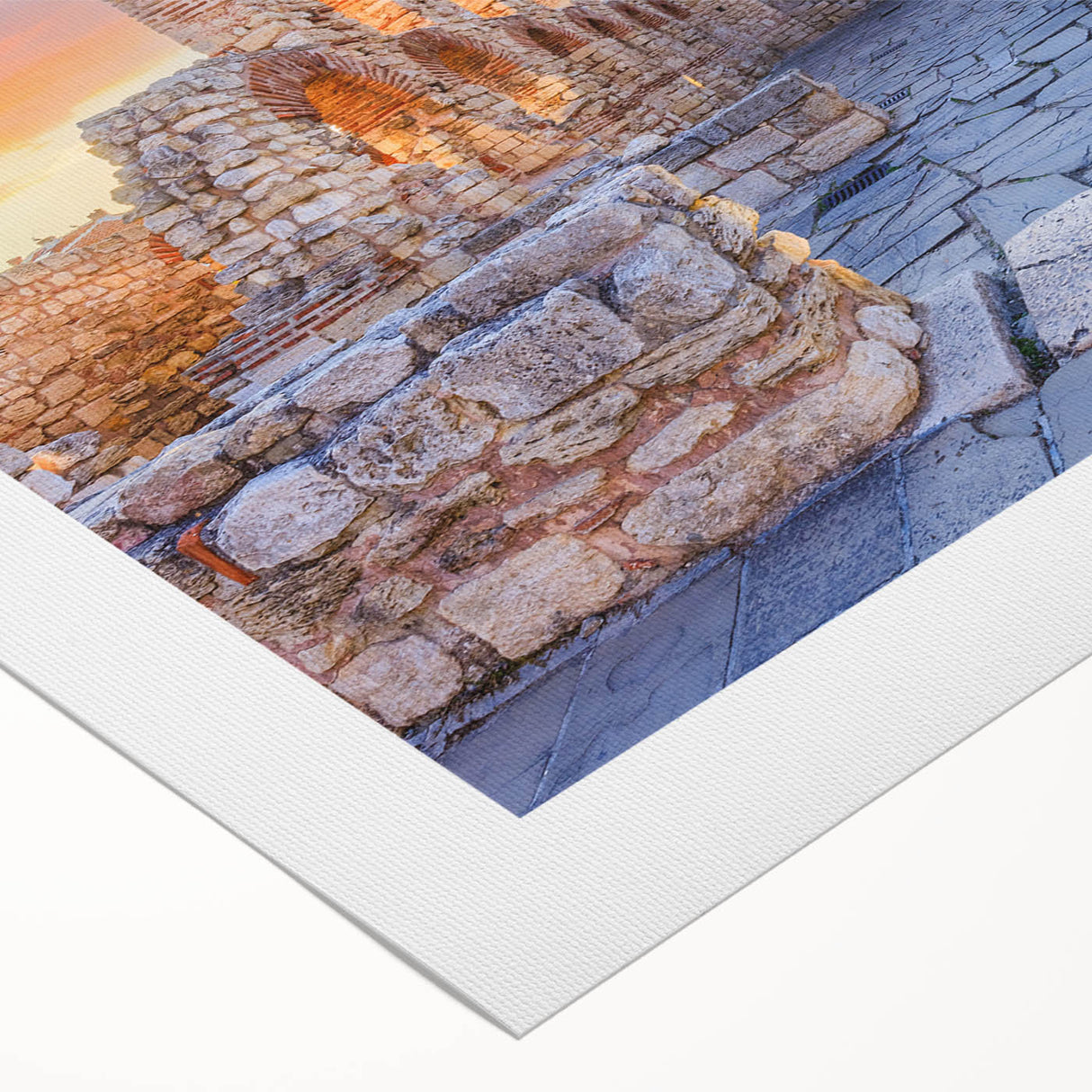 Art deco poster featuring a serene Bulgarian landscape in soft pastel hues on rolled canvas, suitable for dining room decor.