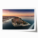Extra large rolled print depicting a scenic Croatian landscape in vibrant green and blue tones.