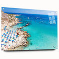 Large abstract wall art of a European Cyprus landscape in muted earth tones on acrylic glass.