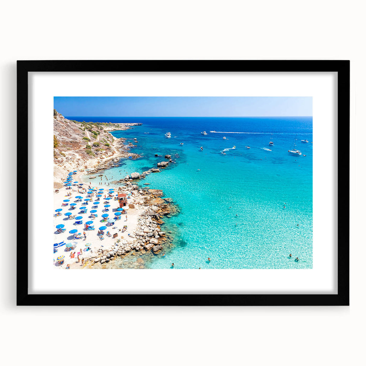 Abstract art print of a European scene in vibrant, colorful tones on a large framed canvas, ideal for living room decor.