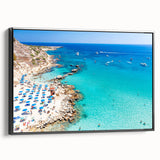 Black and white wall art featuring a vintage poster-style landscape of Europe on framed canvas, suitable for bedroom decor.