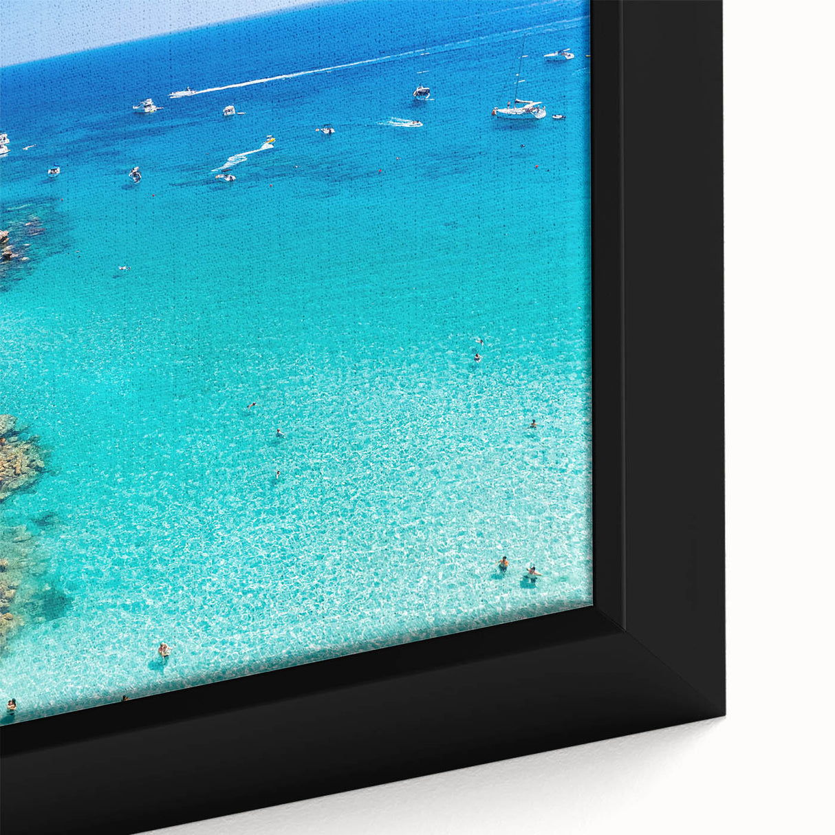 Extra large framed canvas featuring a textured black wall art scene of Europe, Cyprus in muted colorful tones.