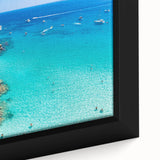 Extra large framed canvas featuring a textured black wall art scene of Europe, Cyprus in muted colorful tones.