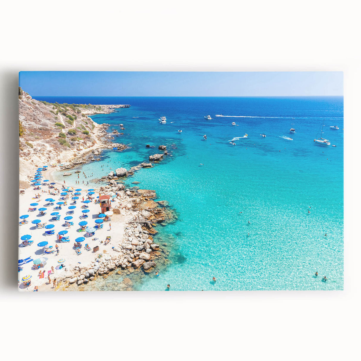 Black and white photograph of a European landscape on stretched canvas, ideal for kitchen wall art.