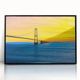 Large abstract wall art depicting a serene Danish landscape in muted green and blue tones on a framed acrylic.