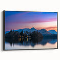 Black and white vintage poster art of Cumbria landscape on framed canvas, ideal for bedroom wall decor.