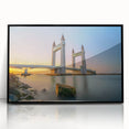 Large abstract wall art of London scenery in muted gray tones, framed acrylic, ideal for modern living room decor.