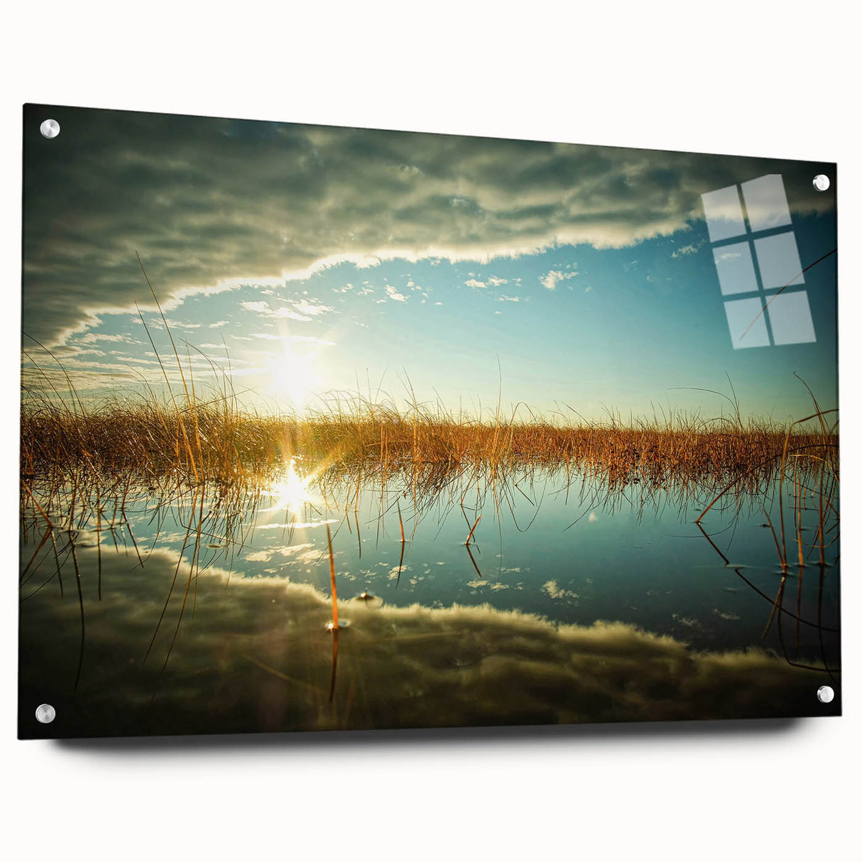 Acrylic print of a European scenery in muted earth tones, ideal for dining room decor.