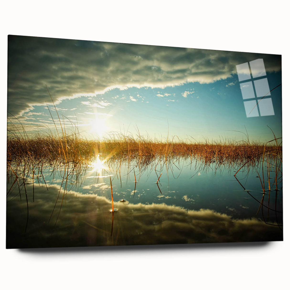 Large abstract wall art of a European scenery in Estonia, depicted in muted earth tones on acrylic glass.