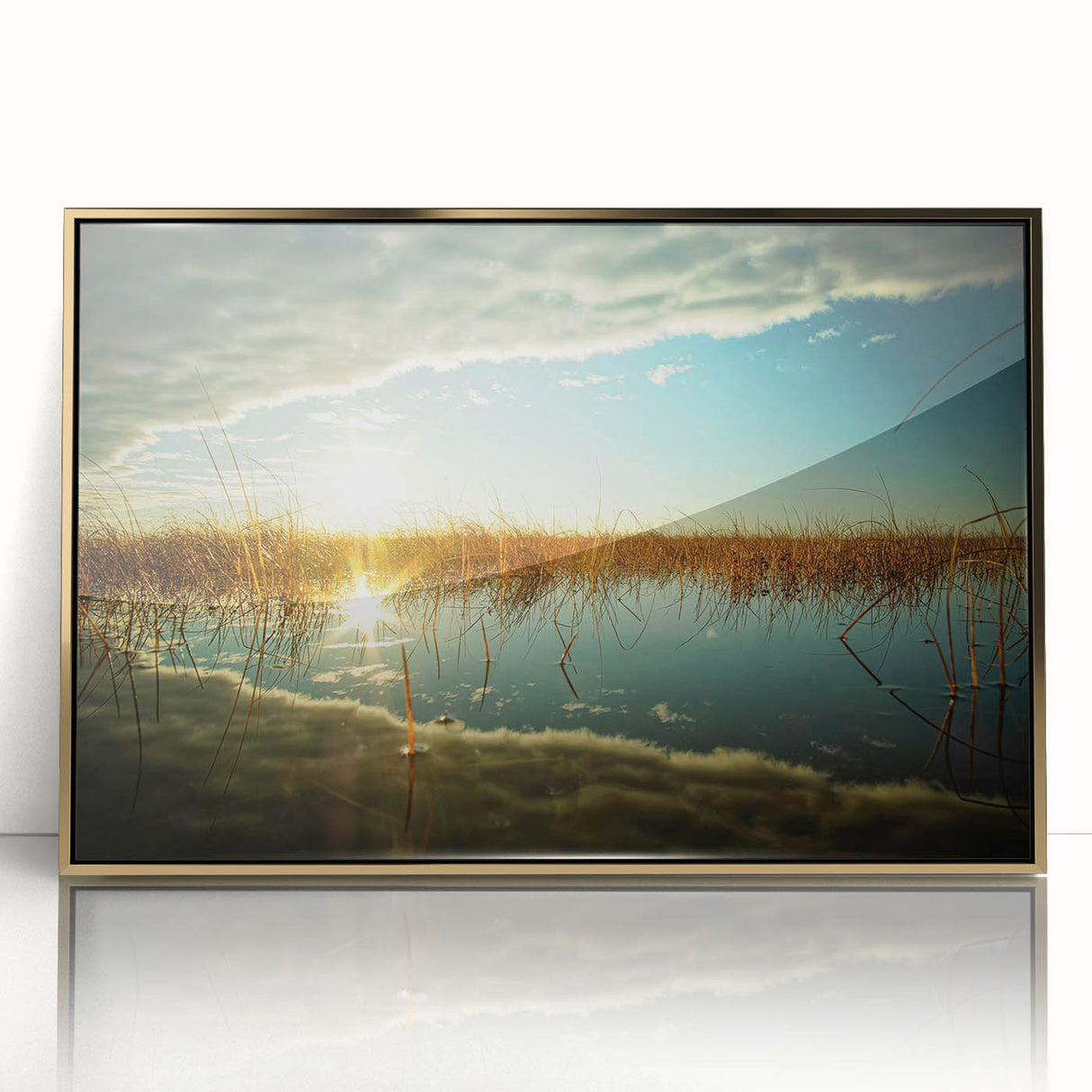 Art Deco poster of a European cityscape in muted gold tones, acrylic print framed, suitable for modern art wall decor.