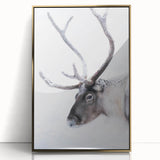 Art Deco-style poster depicting a serene Finnish landscape in muted gold and blue tones, acrylic framed.
