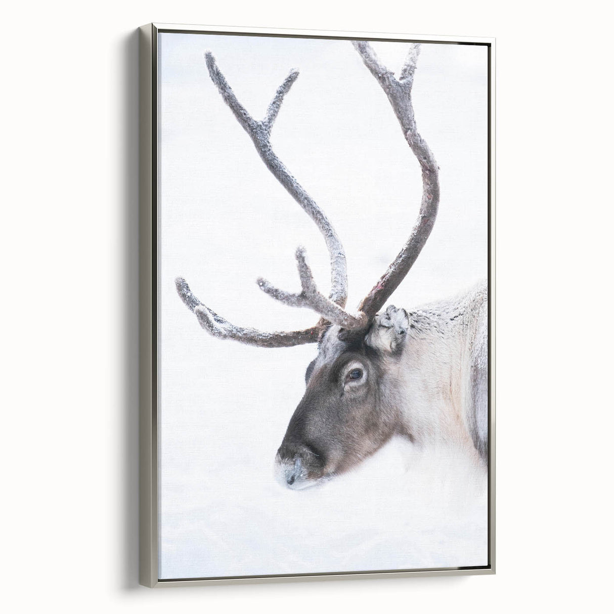 Landscape art painting of a serene Finnish scenery in muted blue and green hues on a framed canvas.