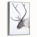 Landscape art painting of a serene Finnish scenery in muted blue and green hues on a framed canvas.