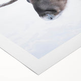 Art deco poster featuring a serene Finnish landscape in muted blue and green tones, printed on rolled canvas.