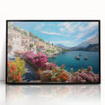 Large abstract wall art depicting a Provence scenery in earth tones on a framed acrylic, ideal for modern living room decor.