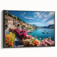 Black and white landscape art painting of Provence, France on framed canvas, ideal for bedroom wall decor.