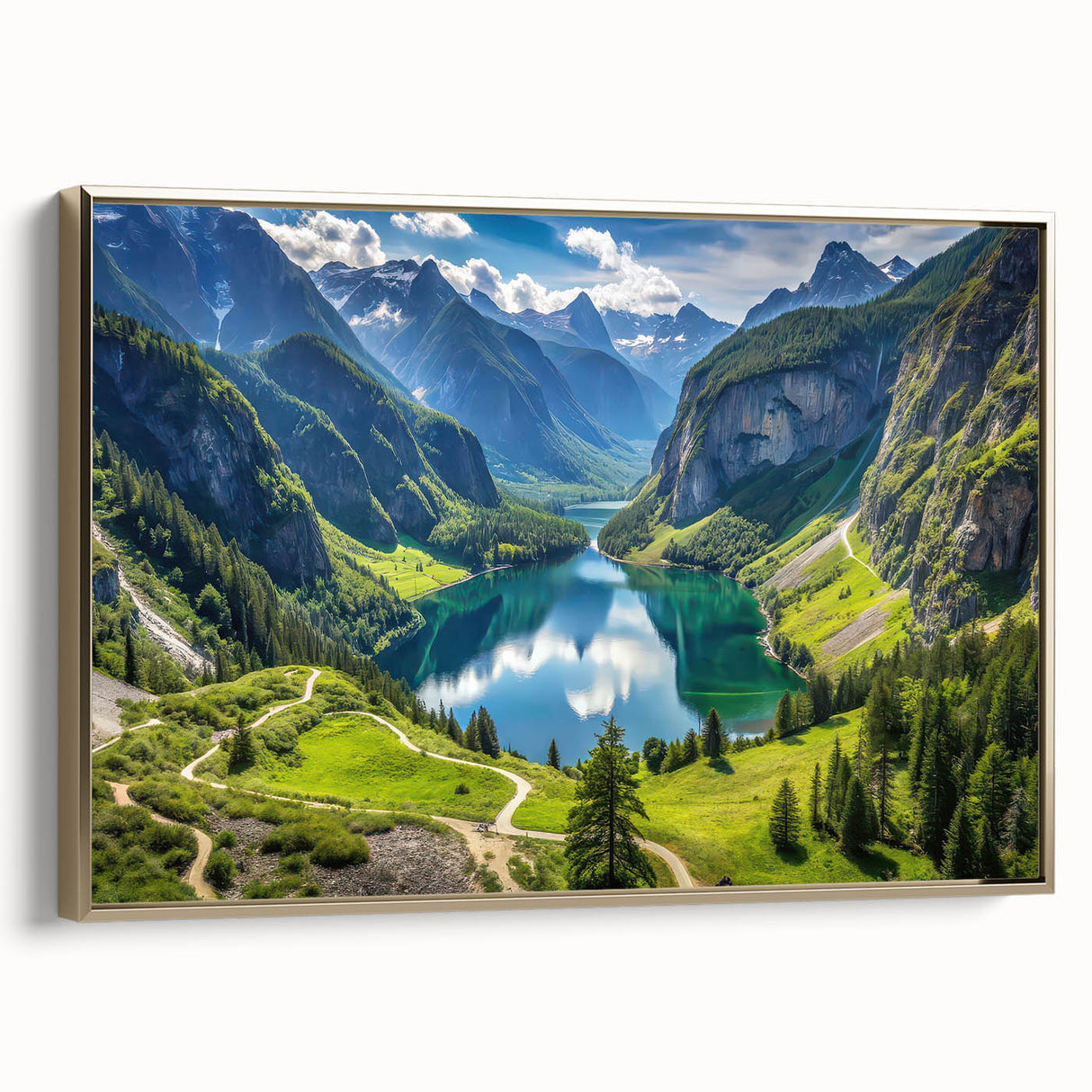 Framed canvas depicting a vintage-style landscape of Bavaria, featuring muted earth tones, ideal for bedroom wall art.