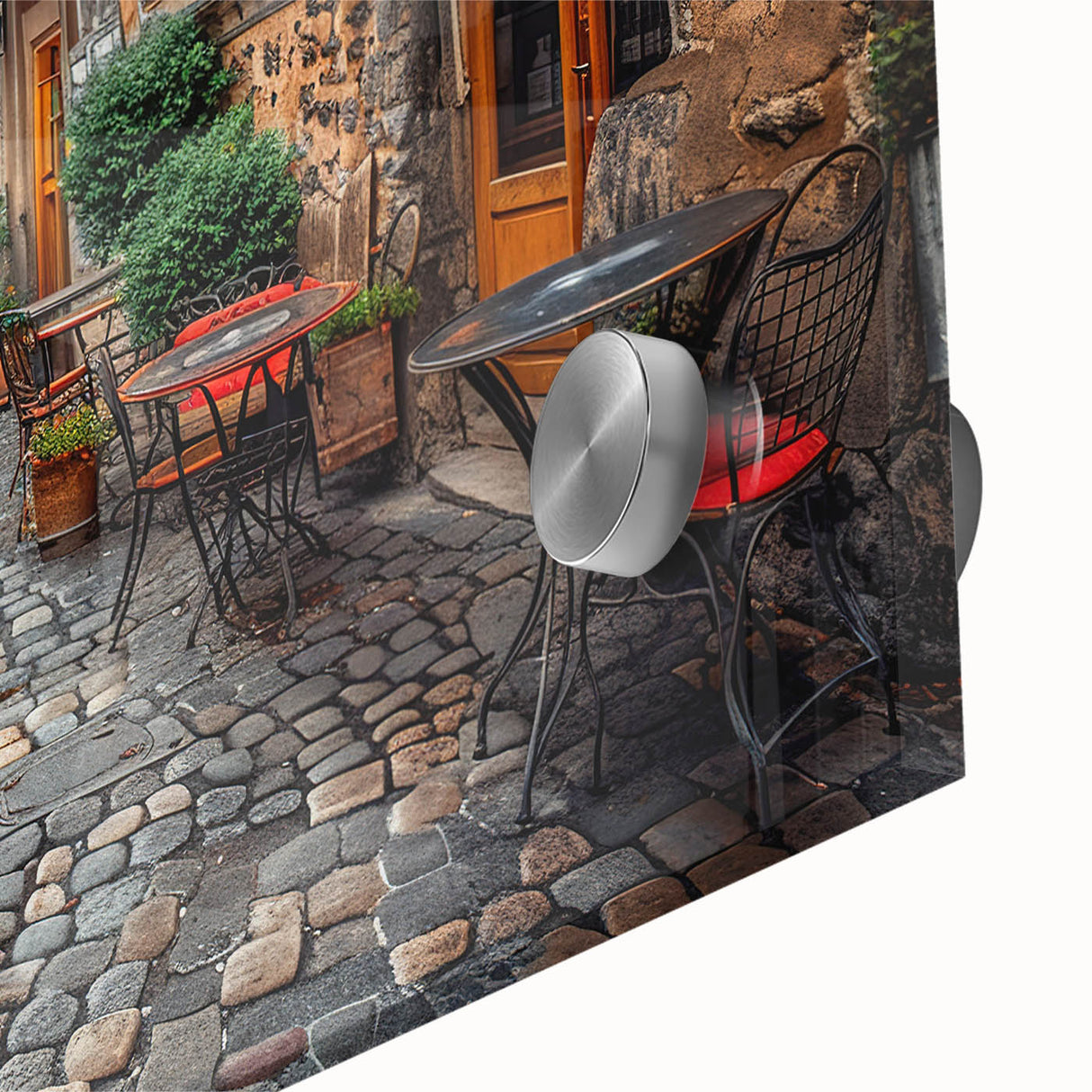 Acrylic print of a large abstract depiction of Rome, featuring muted earth tones, ideal for dining room art.