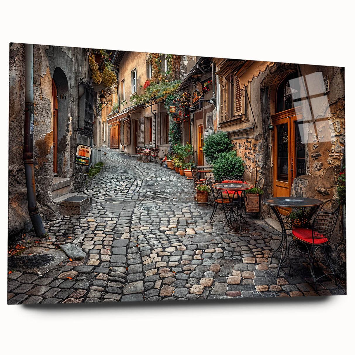 Acrylic print of a large abstract depiction of Rome in muted earth tones, ideal for bedroom or dining room art.