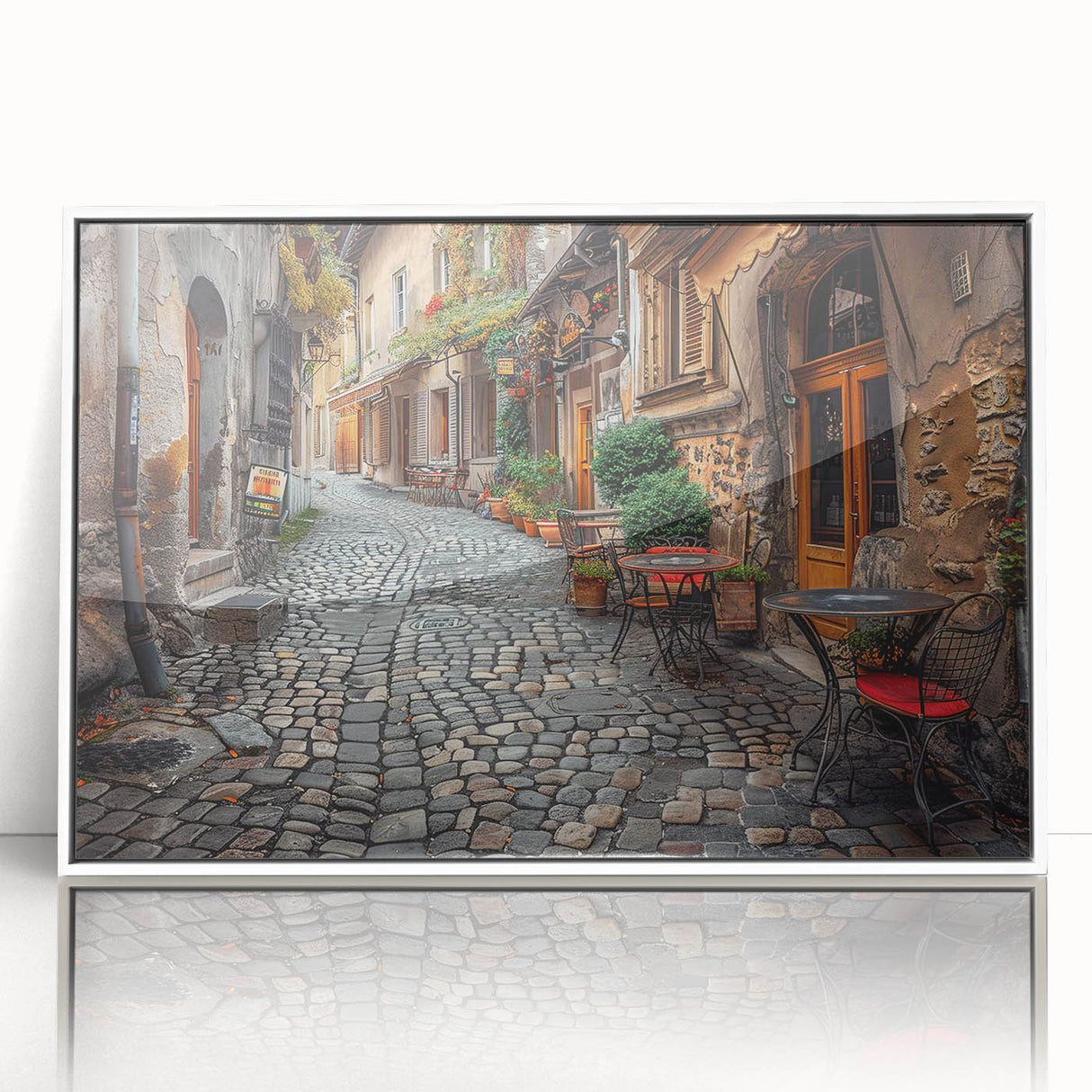 Mid-century modernist art depicting Rome's skyline in muted earth tones on a framed acrylic, ideal for nursery wall decor.